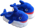 Children's Winter Slippers, Cute Shark Plush House Shoes with Warm Lining and Non-Slip Sole, Size 30, Inner Length 19 cm, Foot Length 18 cm, Blue