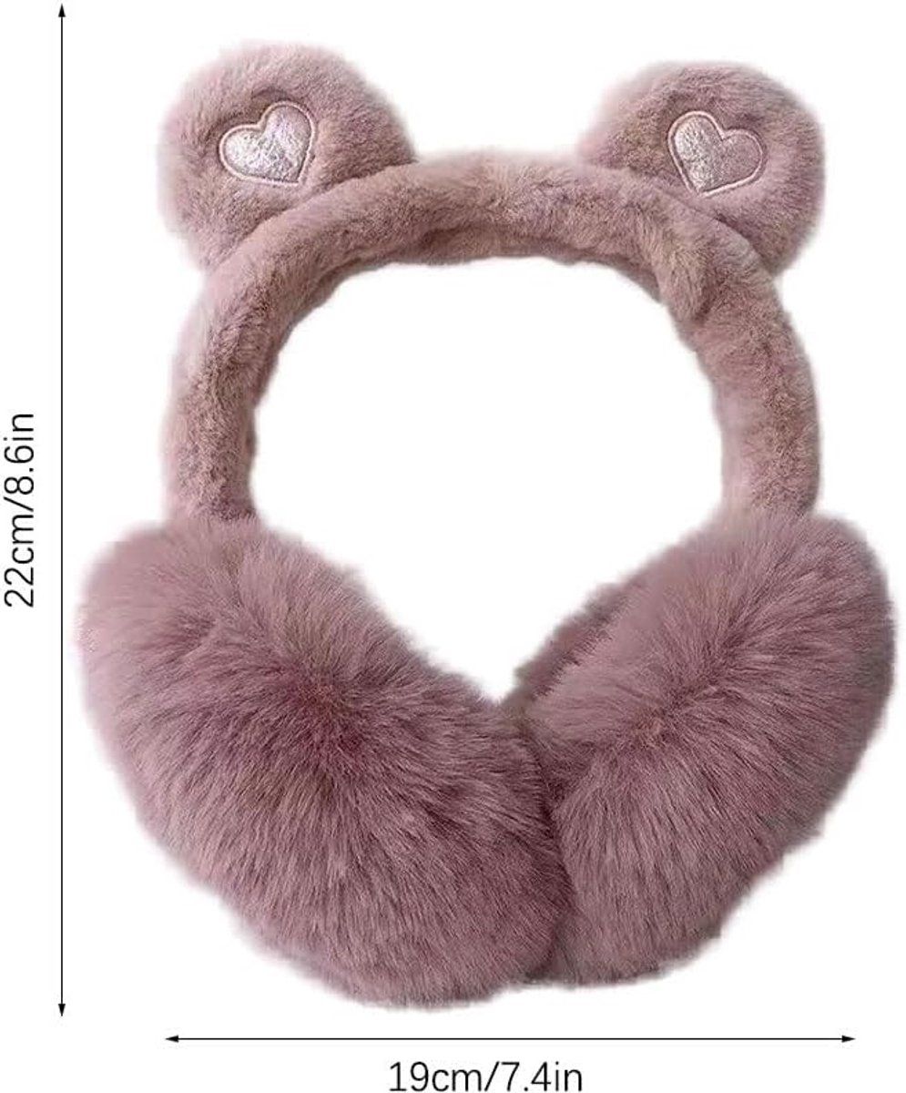 Thermal earmuffs for children, soft winter earmuffs, for girls, Bear ears, for Cold Weather, Travel and Daily Winter Wear