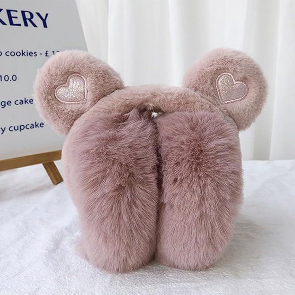 Thermal earmuffs for children, soft winter earmuffs, for girls, Bear ears, for Cold Weather, Travel and Daily Winter Wear