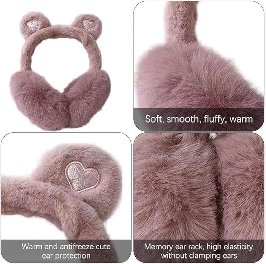 Thermal earmuffs for children, soft winter earmuffs, for girls, Bear ears, for Cold Weather, Travel and Daily Winter Wear