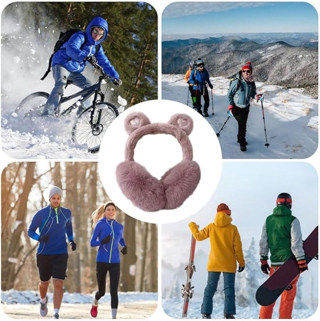 Thermal earmuffs for children, soft winter earmuffs, for girls, Bear ears, for Cold Weather, Travel and Daily Winter Wear