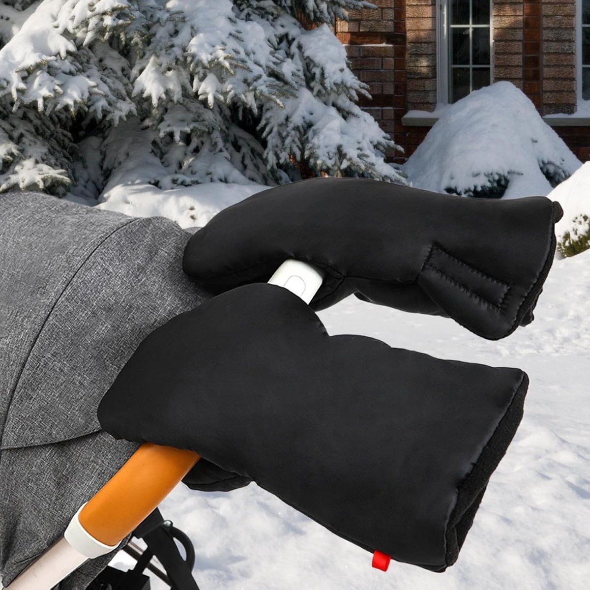 Stroller hand warmer, stroller gloves, hand warmers, Foldable hand warmer for cold weather, Adjustable anti-freeze stroller gloves, 30 x 20 cm, Black
