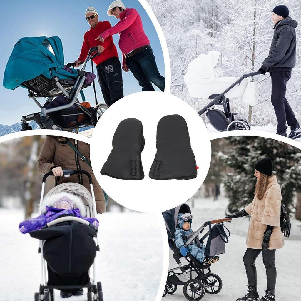 Stroller hand warmer, stroller gloves, hand warmers, Foldable hand warmer for cold weather, Adjustable anti-freeze stroller gloves, 30 x 20 cm, Black