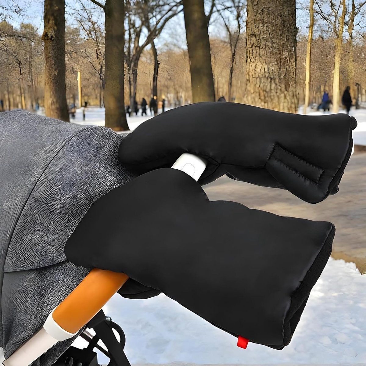 Stroller hand warmer, stroller gloves, hand warmers, Foldable hand warmer for cold weather, Adjustable anti-freeze stroller gloves, 30 x 20 cm, Black