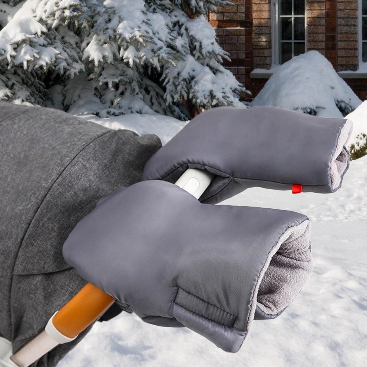 Stroller hand warmer, stroller gloves, hand warmers, Foldable hand warmer for cold weather, Adjustable anti-freeze stroller gloves, 30 x 20 cm, Grey
