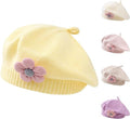 Girls' beret winter warm hat toddler French knitted hat baby cute floral beret, for Cold Weather, Travel and Daily Winter Wear, Yellow