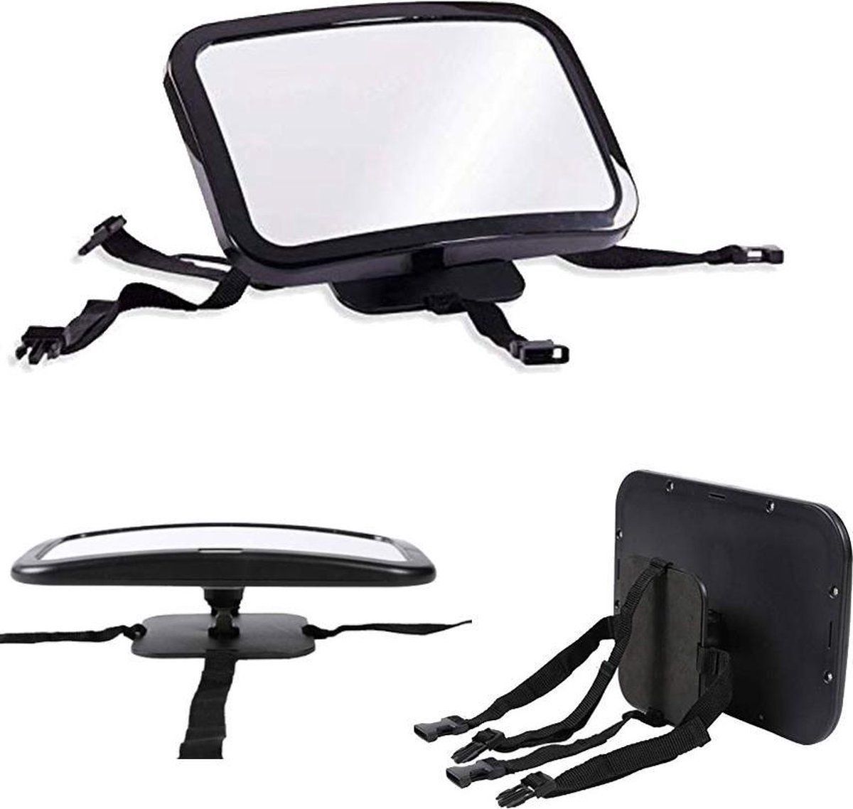 Compatible Backseat Mirror for Baby & Child - Car Accessories - Shatterproof - Black A3 Adjustable Monitor, Made of Plastic