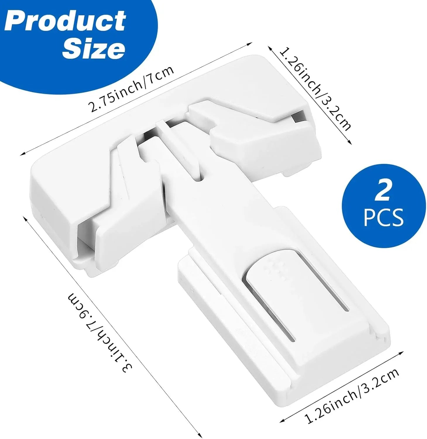 Refrigerator Door Lock 2 Pack, Freezer Latches for Upright Freezers and Fridges, Baby Safety Lock for Kids, White