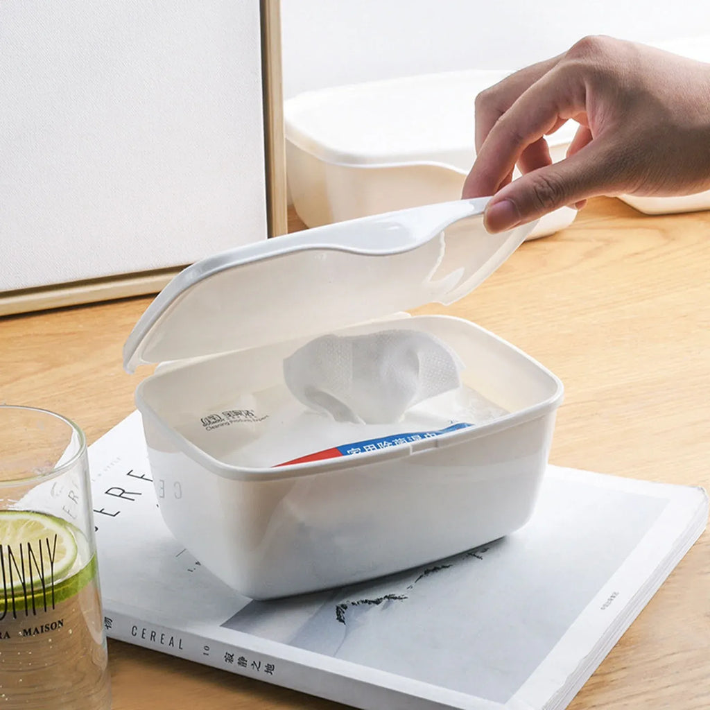 Wipes Dispenser, Wipe Container with Sealing Lid, 7" L x 2.9" W x 5.2" H, Moist Wipe Holder for Bathroom, Nursery and Desk