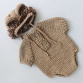 Baby Photography Props Newborn Boy Girl Photo Shoot Outfits Crochet Costume Infant Knitted Hat Sets（khaki）