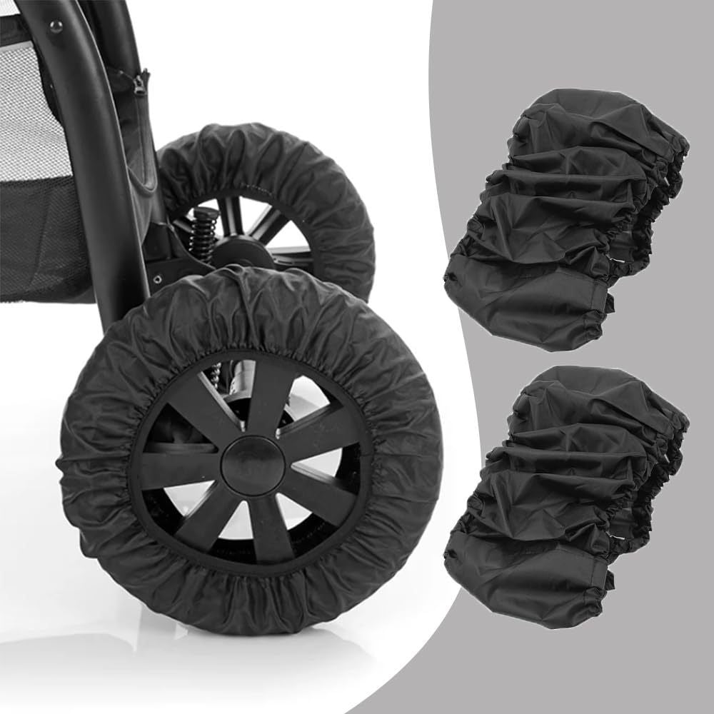4Pcs Baby Stroller Wheel Cover, Dustproof Kid Baby Wheelchair Protector Pushchair Wheel Cover Stroller Accessory (2Pcs M + 2 Pcs L)