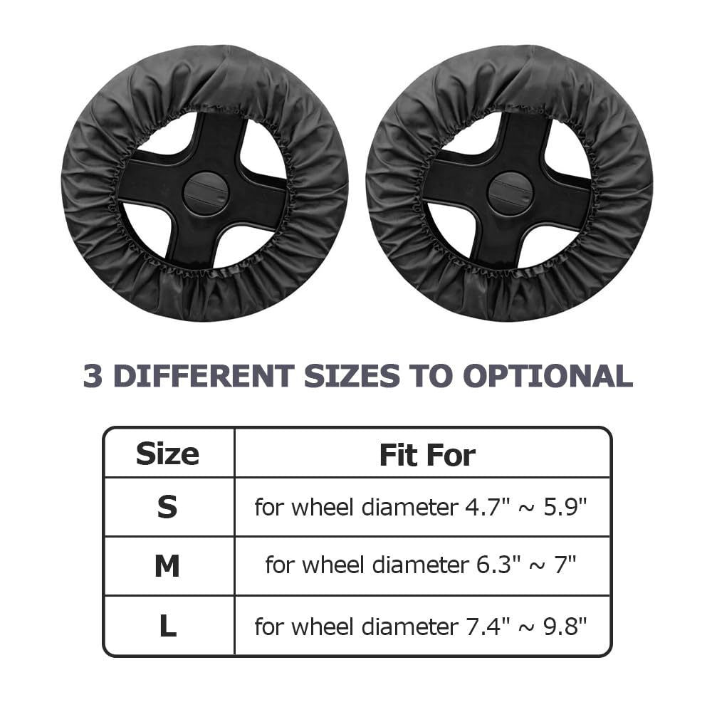 4Pcs Baby Stroller Wheel Cover, Dustproof Kid Baby Wheelchair Protector Pushchair Wheel Cover Stroller Accessory (2Pcs M + 2 Pcs L)