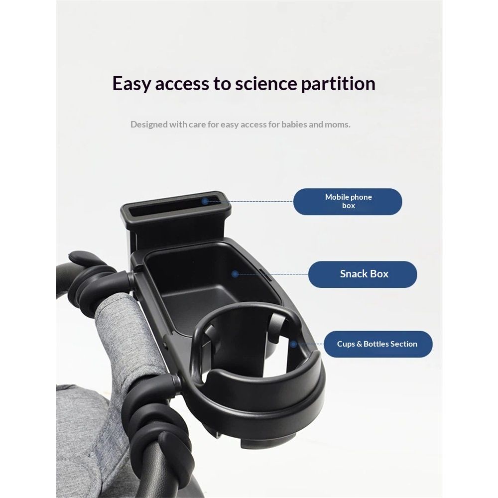 Universal Stroller Snack Tray, 3 in 1 Stroller Cup Holder with Phone Holder and Silicone Flexible Arms Grip,  (Snack Tray)