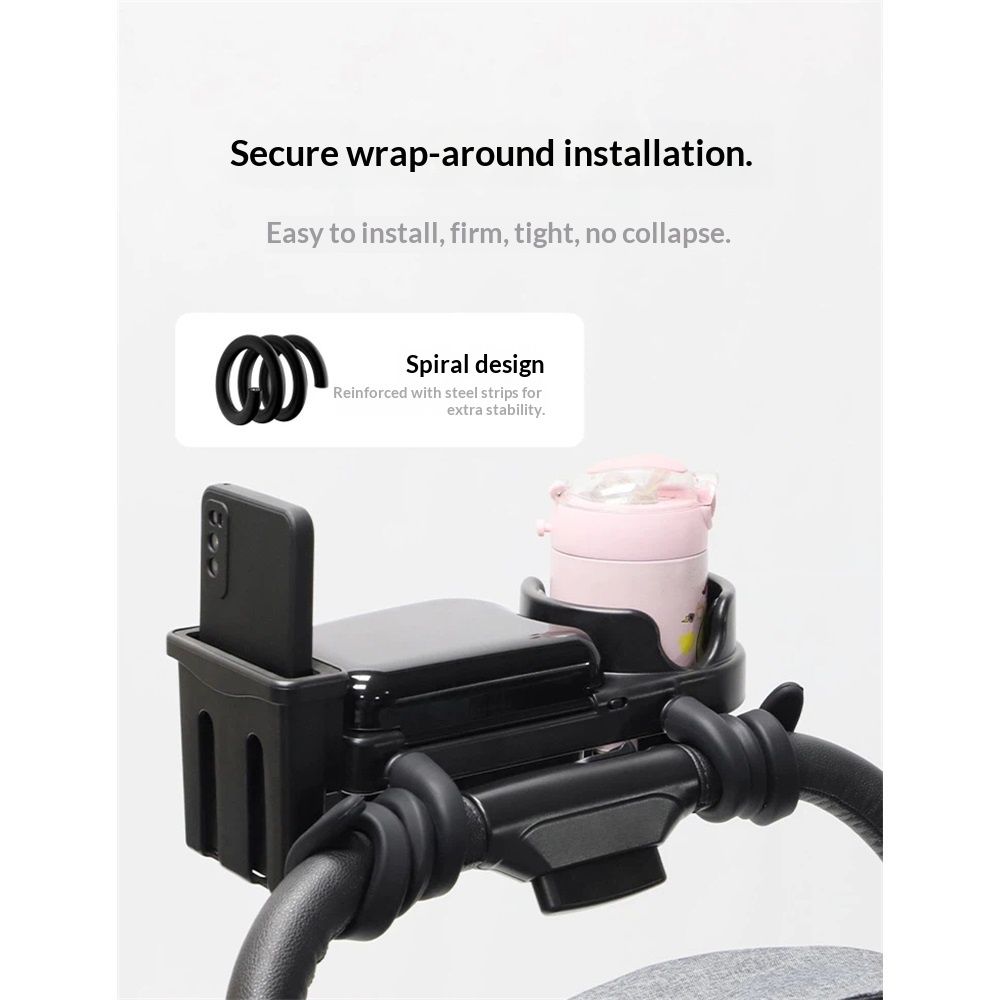 Universal Stroller Snack Tray, 3 in 1 Stroller Cup Holder with Phone Holder and Silicone Flexible Arms Grip,  (Snack Tray)