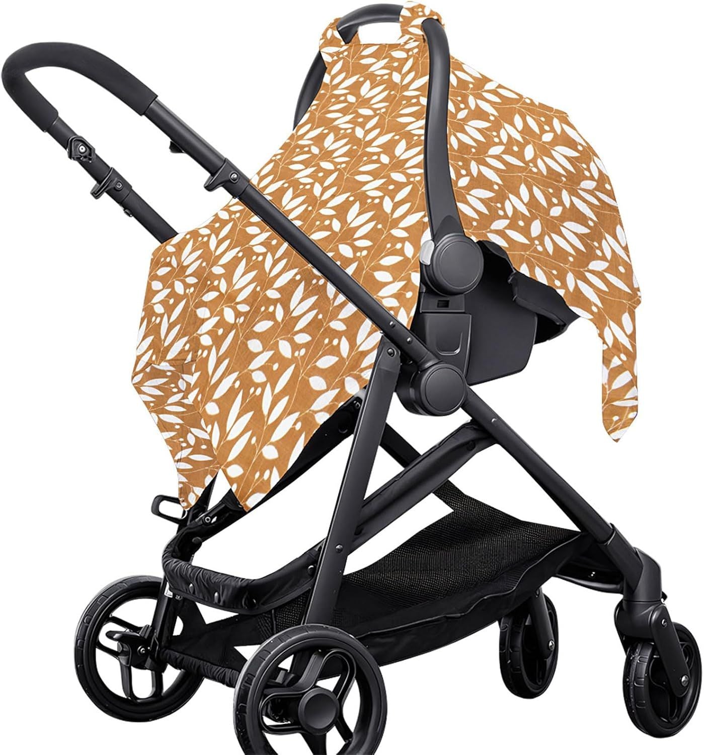 Kid Carseat Cover - Cotton Shade Canopy, Infant Shield | Long Lasting Stroller Carrier Protector, Breathable Seat Cover,Travel Baby Girl  Toddler Pram Use（yellow leaves）