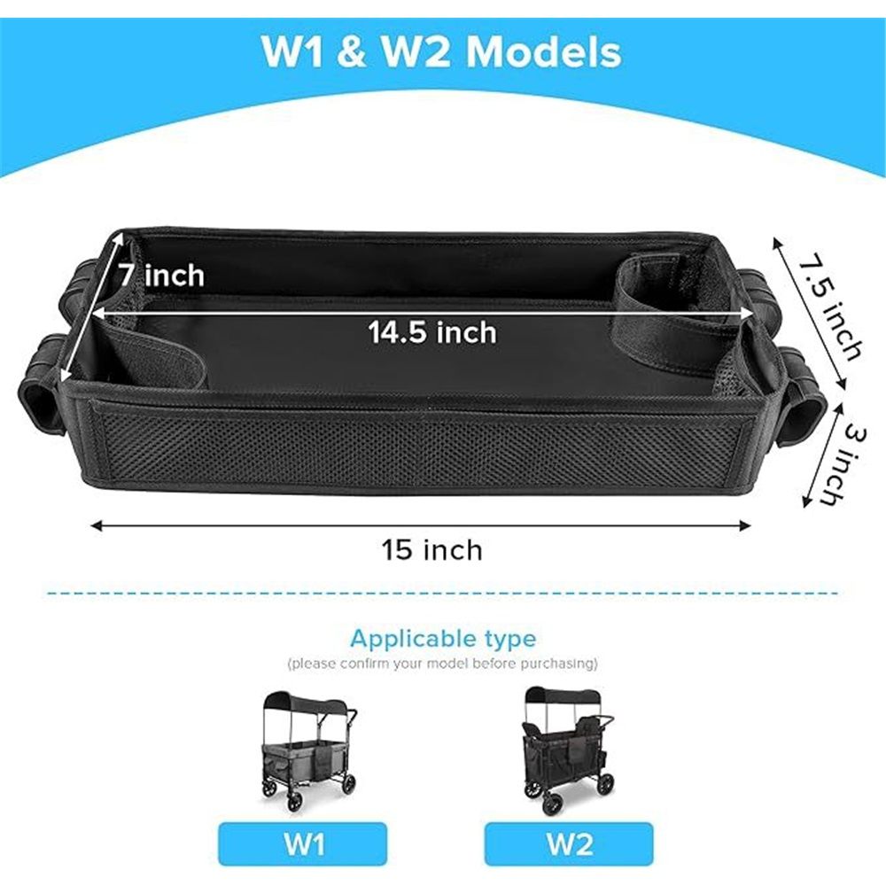 Stroller Snack Tray Compatible with Wagon - Upgraded with Extra Thick Base, for Added Durability（black）