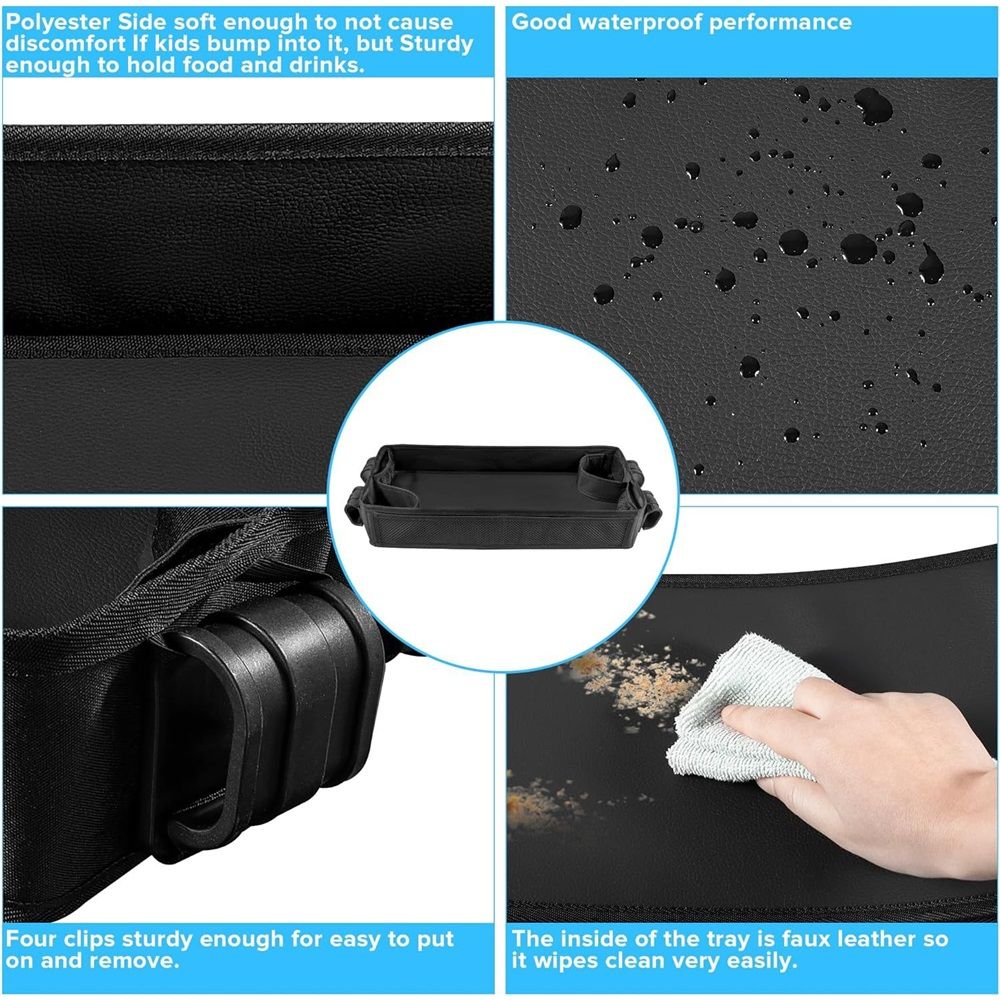 Stroller Snack Tray Compatible with Wagon - Upgraded with Extra Thick Base, for Added Durability（black）