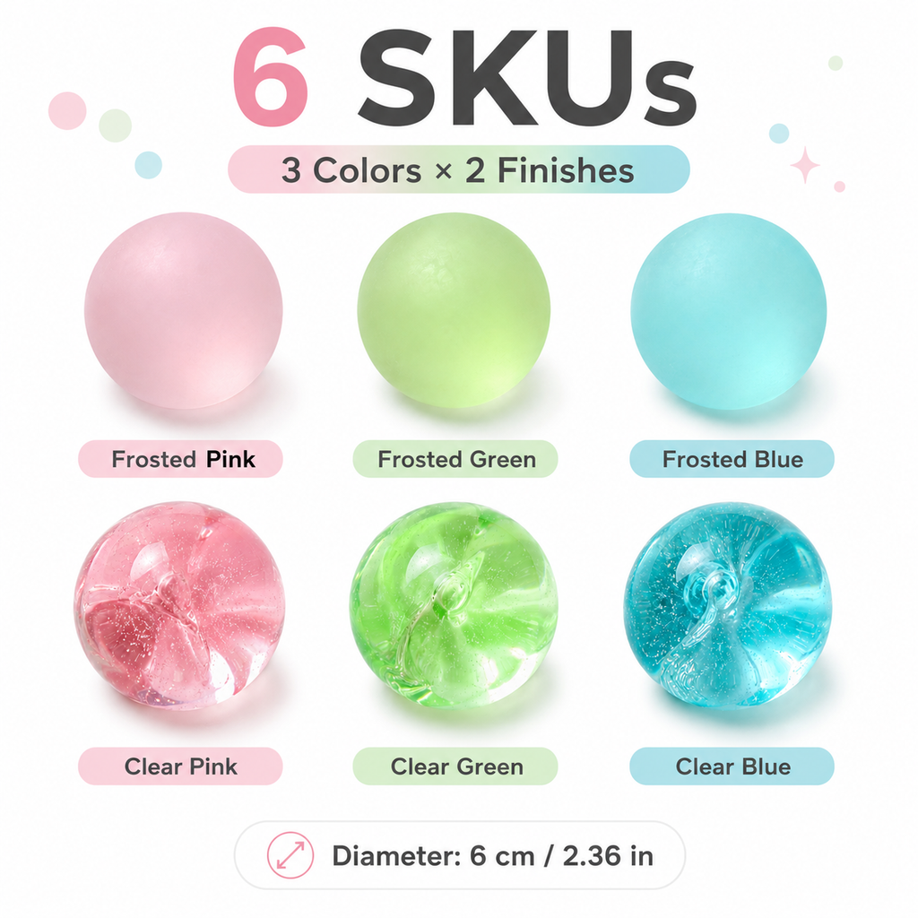 Clear Pink Coconut Oil Stress Ball, Slow Rising Non-Sticky Squishy Squeeze Ball, Soft Sensory Fidget Toy for Stress Relief, Relaxation and Focus