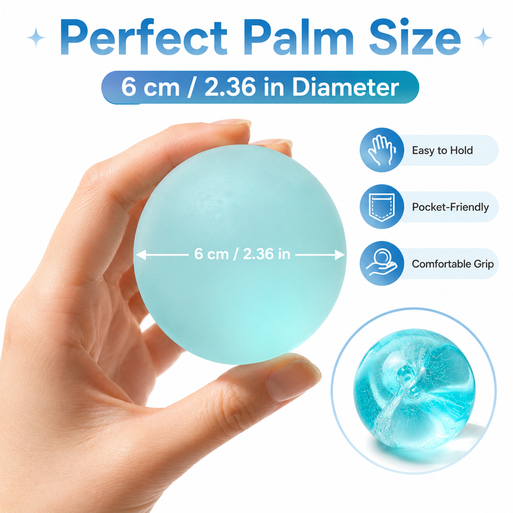 Clear Pink Coconut Oil Stress Ball, Slow Rising Non-Sticky Squishy Squeeze Ball, Soft Sensory Fidget Toy for Stress Relief, Relaxation and Focus