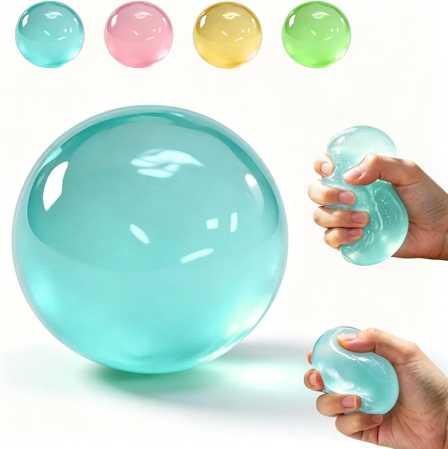 Clear Blue Coconut Oil Stress Ball, Slow Rising Non-Sticky Squishy Squeeze Ball, Soft Sensory Fidget Toy for Stress Relief, Relaxation and Focus