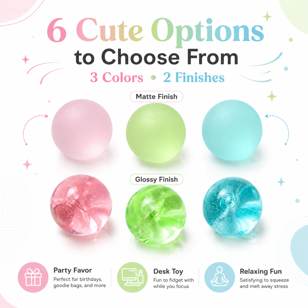Clear Green Coconut Oil Stress Ball, Slow Rising Non-Sticky Squishy Squeeze Ball, Soft Sensory Fidget Toy for Stress Relief, Relaxation and Focus