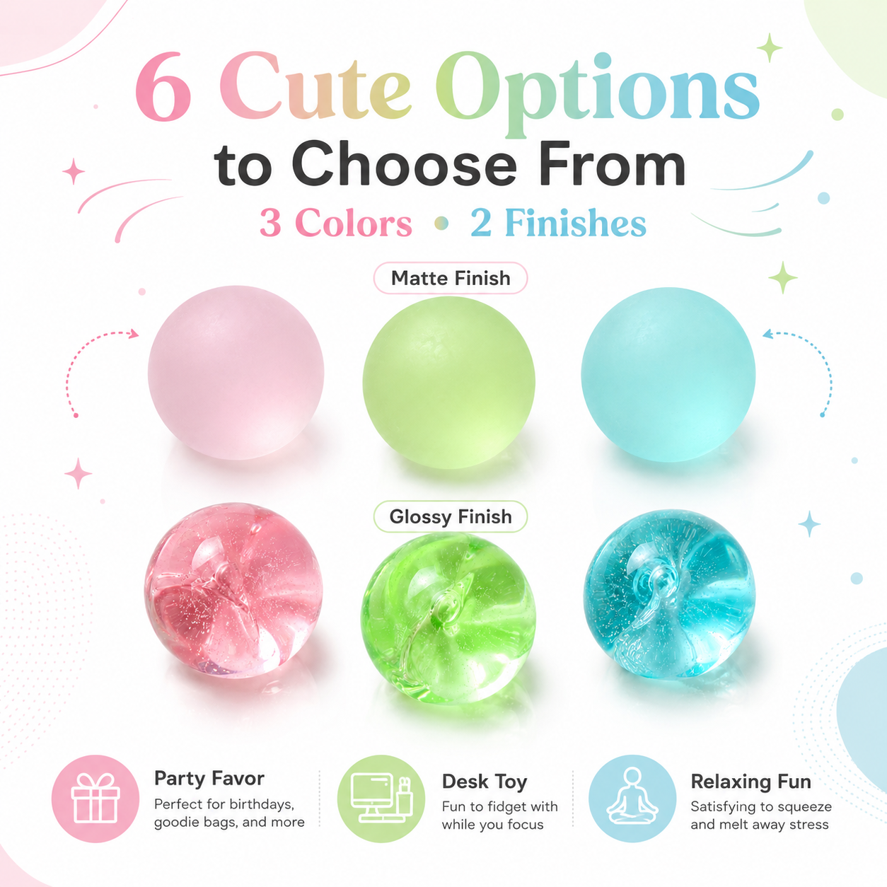 Frosted Green Coconut Oil Stress Ball, Slow Rising Non-Sticky Squishy Squeeze Ball, Soft Sensory Fidget Toy for Stress Relief, Relaxation and Focus