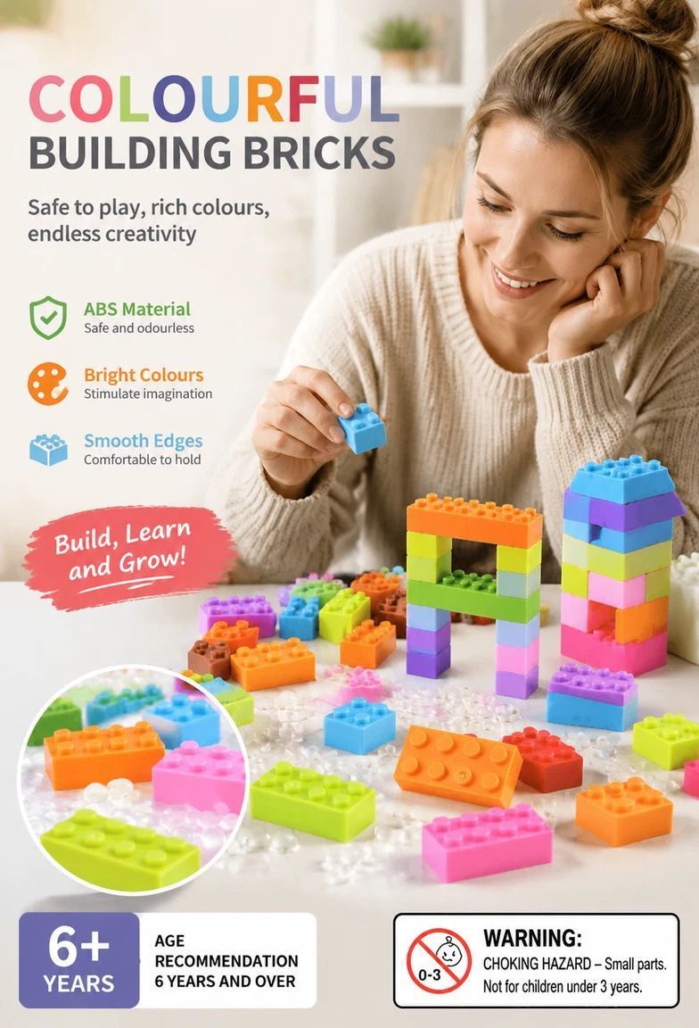 Engaging Mini Building Blocks DIY Puzzle Toy, 500pcs Plain Bag Regular Colours (Separater & Instruction Included)