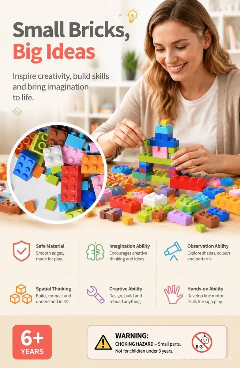 Relaxing Mini Building Blocks DIY Puzzle Toy, 300pcs Plain Bag Regular Colours (Separater & Instruction Included)