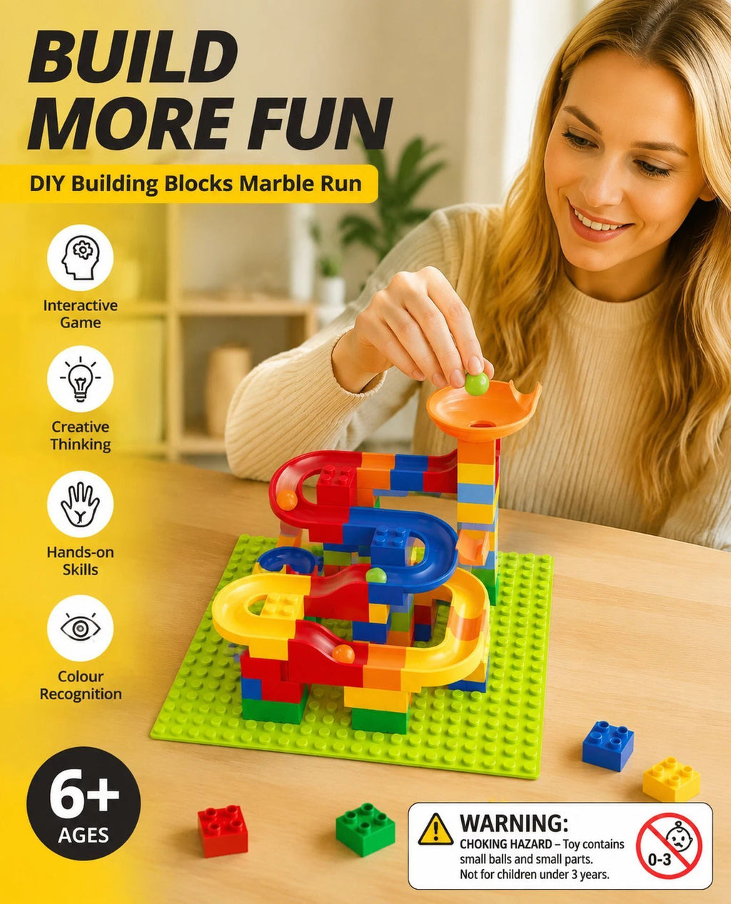 Creative Marble Run Building Blocks DIY Puzzle Toy, 176pcs Small Track (Colour Box Pack)