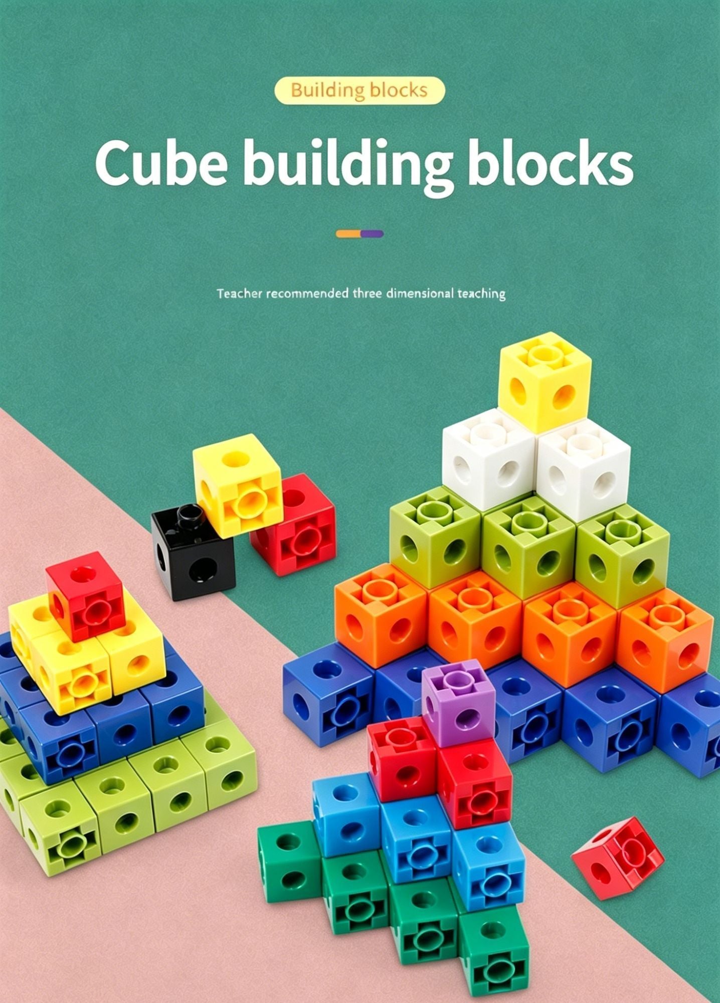 100pcs 10 Colors Mixed PP Square Building Blocks