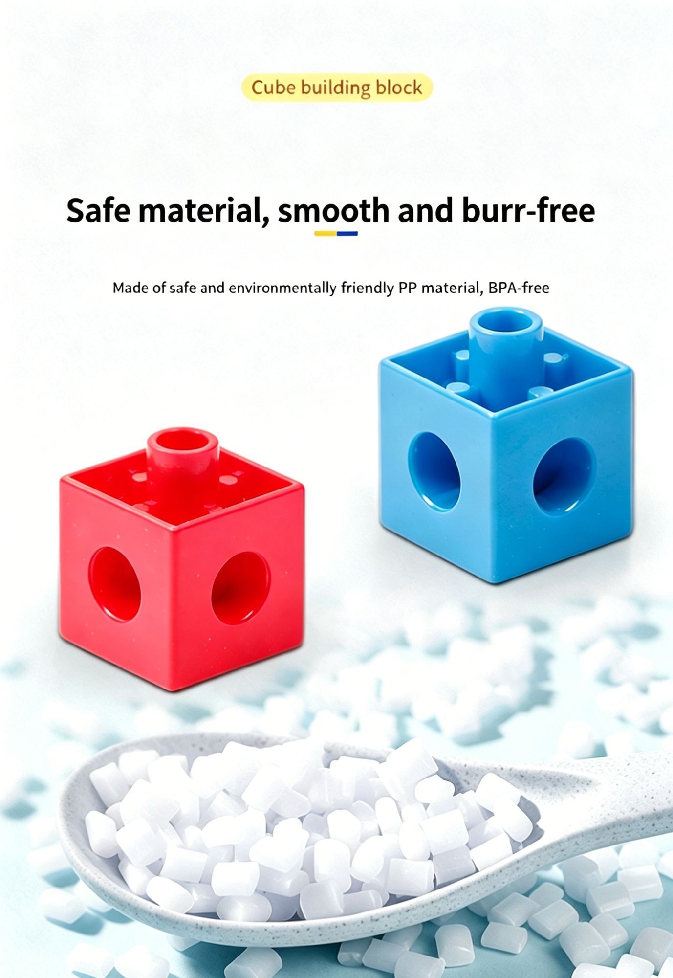 100pcs 10 Colors Mixed PP Square Building Blocks