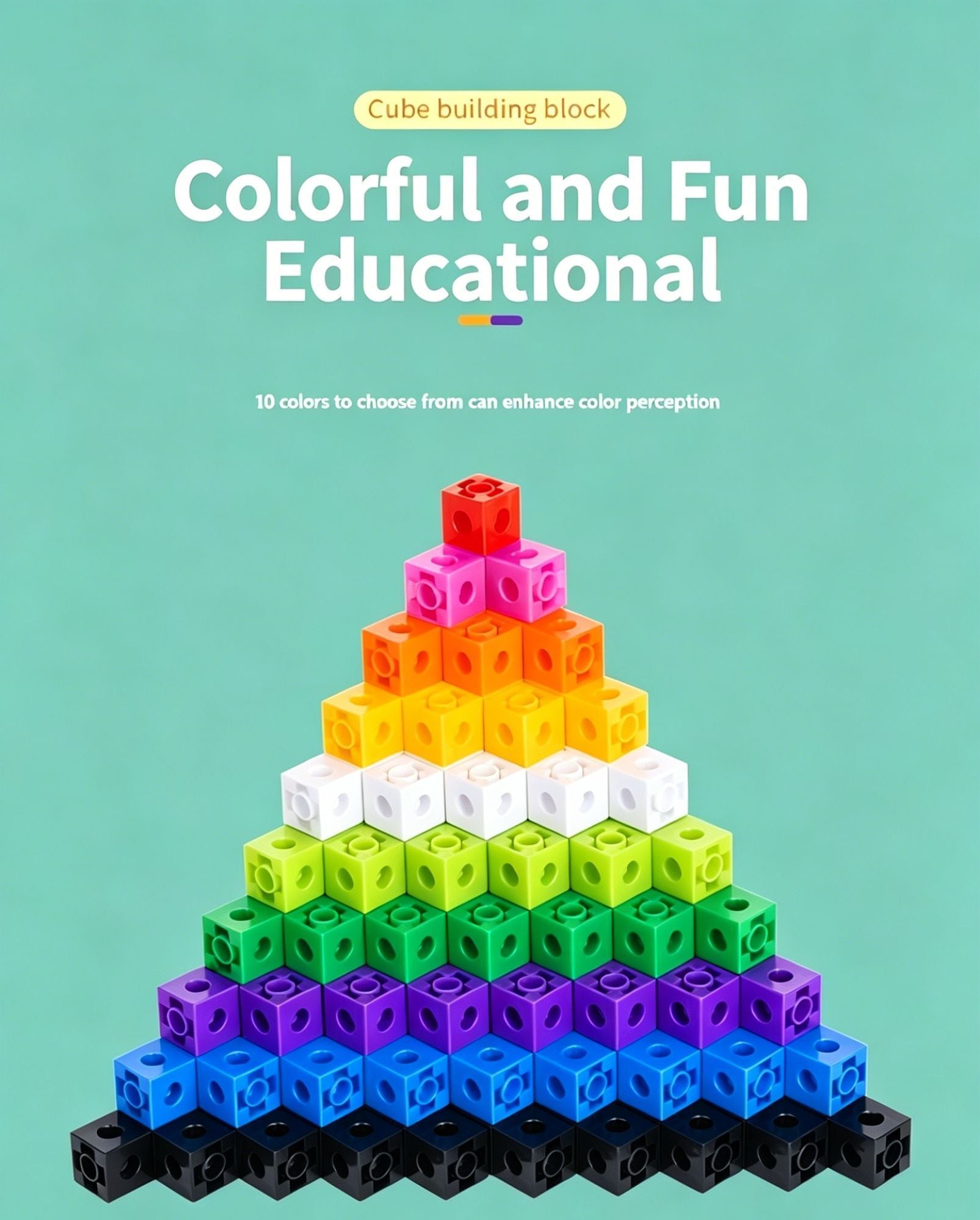 100pcs 10 Colors Mixed PP Square Building Blocks