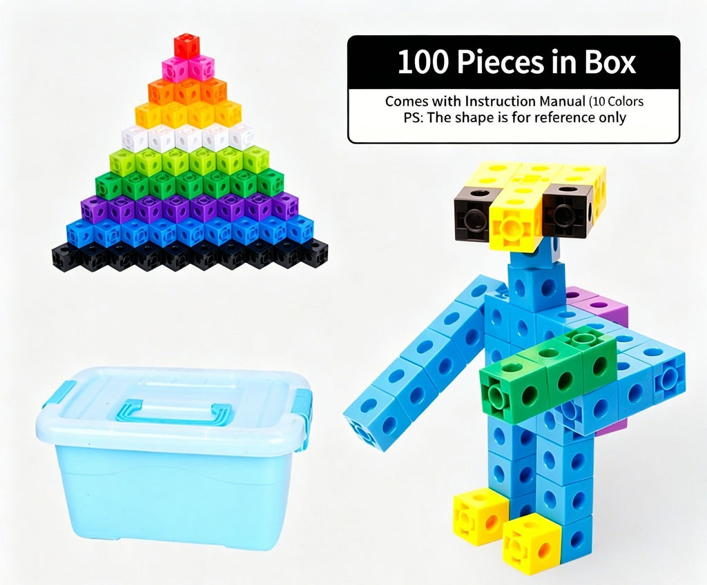 100pcs With Storage Box 10 Colors Mixed PP Square Blocks