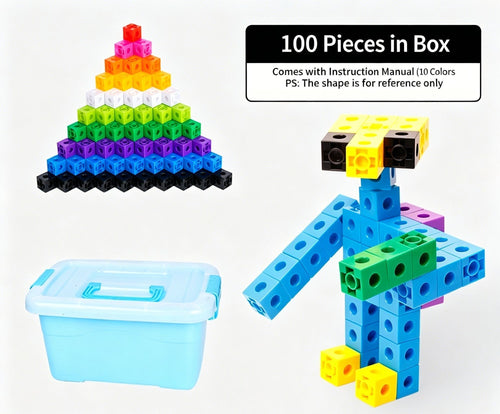 100pcs With Storage Box 10 Colors Mixed PP Square Blocks