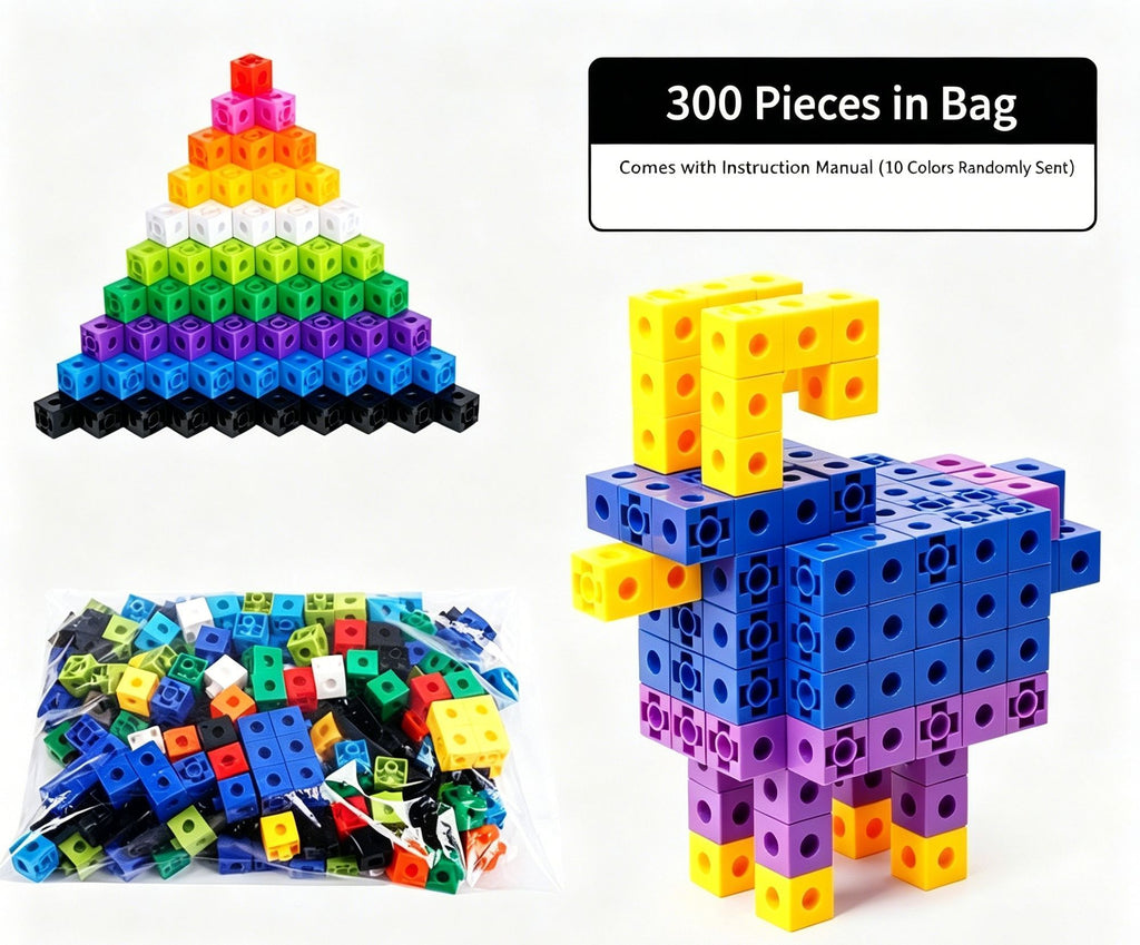 300pcs 10 Colors Mixed PP Square Building Blocks
