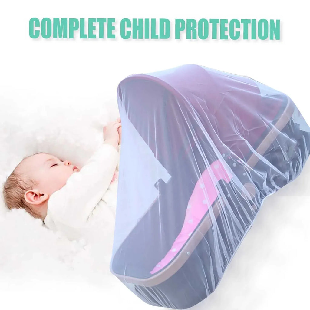 Universal Stroller Mosquito Net Cover, Blue Breathable Polyester Mesh Cover for Car Seat Carrier, 59 in