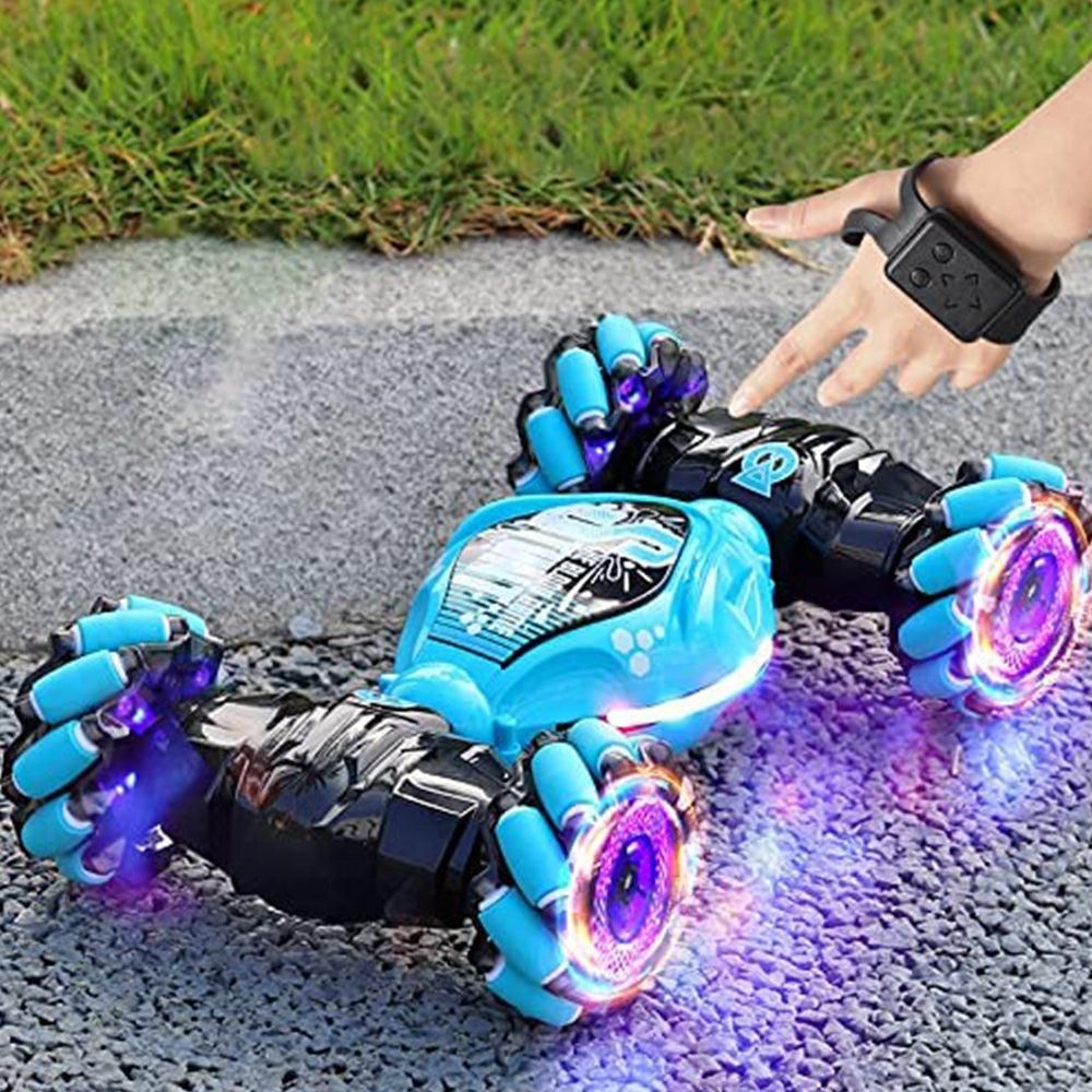 Remote Hand Control Watch Gesture Sensor Twist Car Toy USB charging Car Toy -Blue