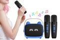 Mini Karaoke Machine Toys Gifts Portable MP3 Player with 2 Wireless Microphone for 3years+ old- Blue