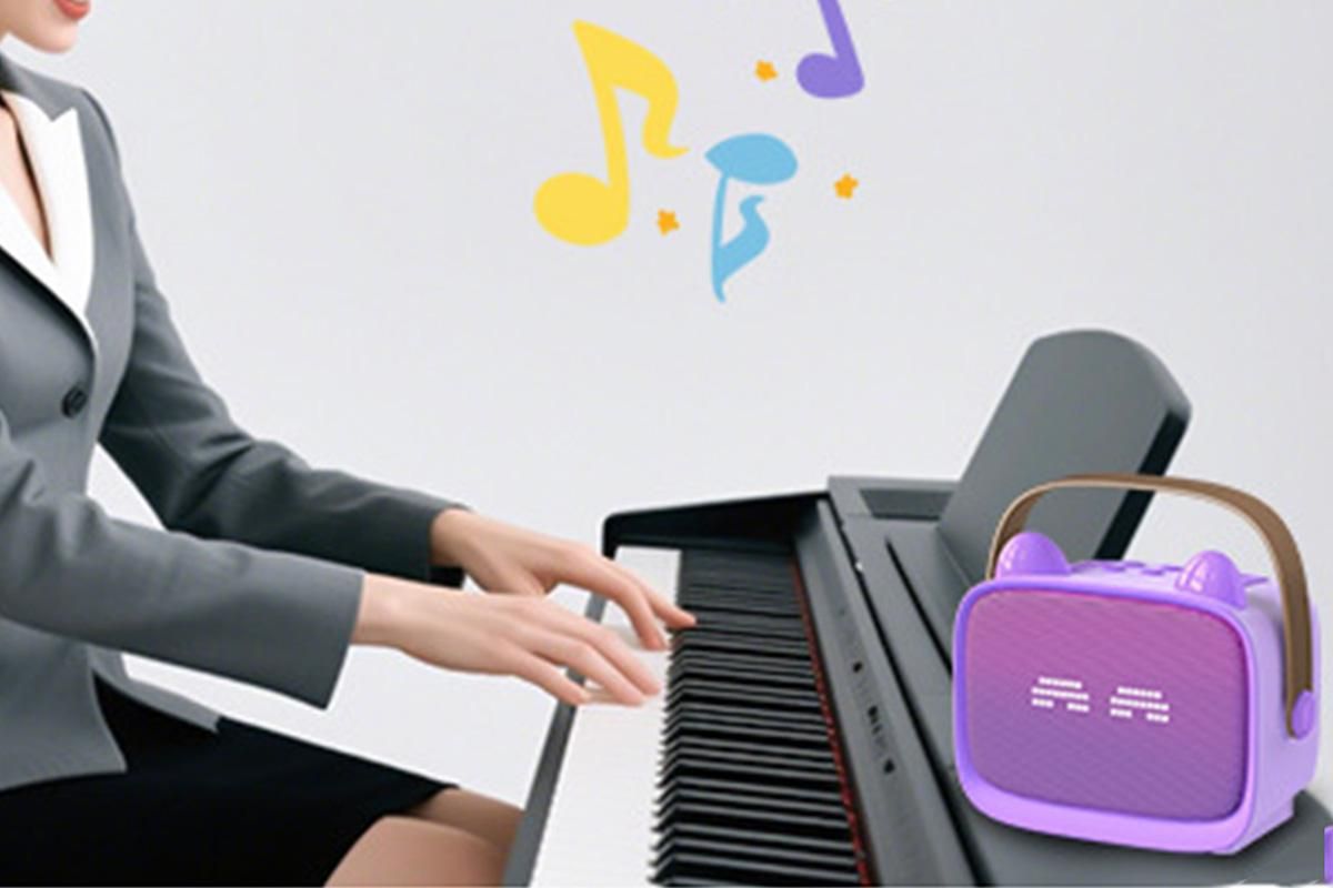 Mini Karaoke Machine Toys Gifts Portable MP3 Player with 2 Wireless Microphone for 3years+ old- Purple