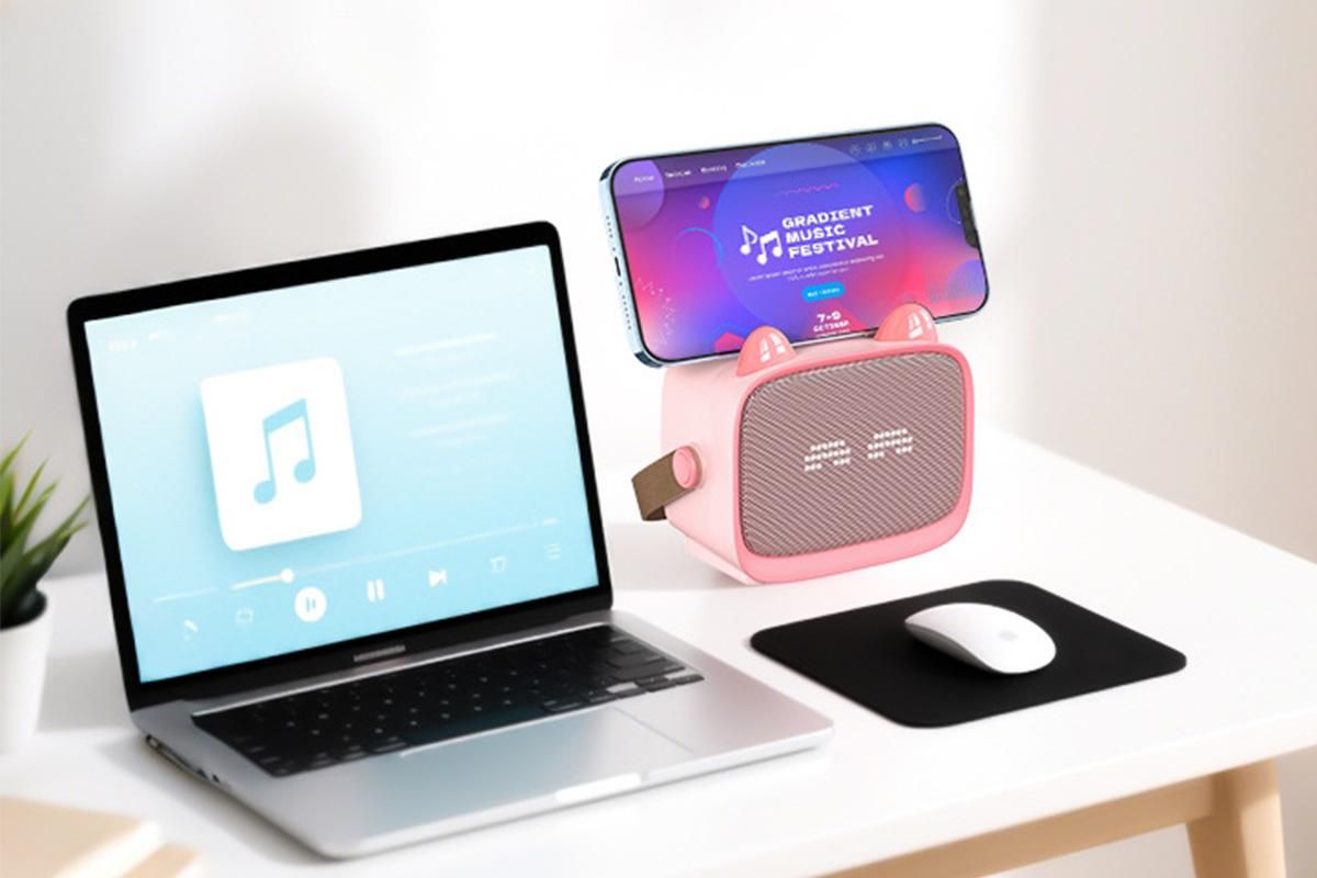Mini Karaoke Machine Toys Gifts Portable MP3 Player with 2 Wireless Microphone for 3years+ old- Pink