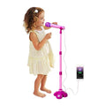 Karaoke Machine with 1 Mic Adjustable Stand Music Play Toy Pink