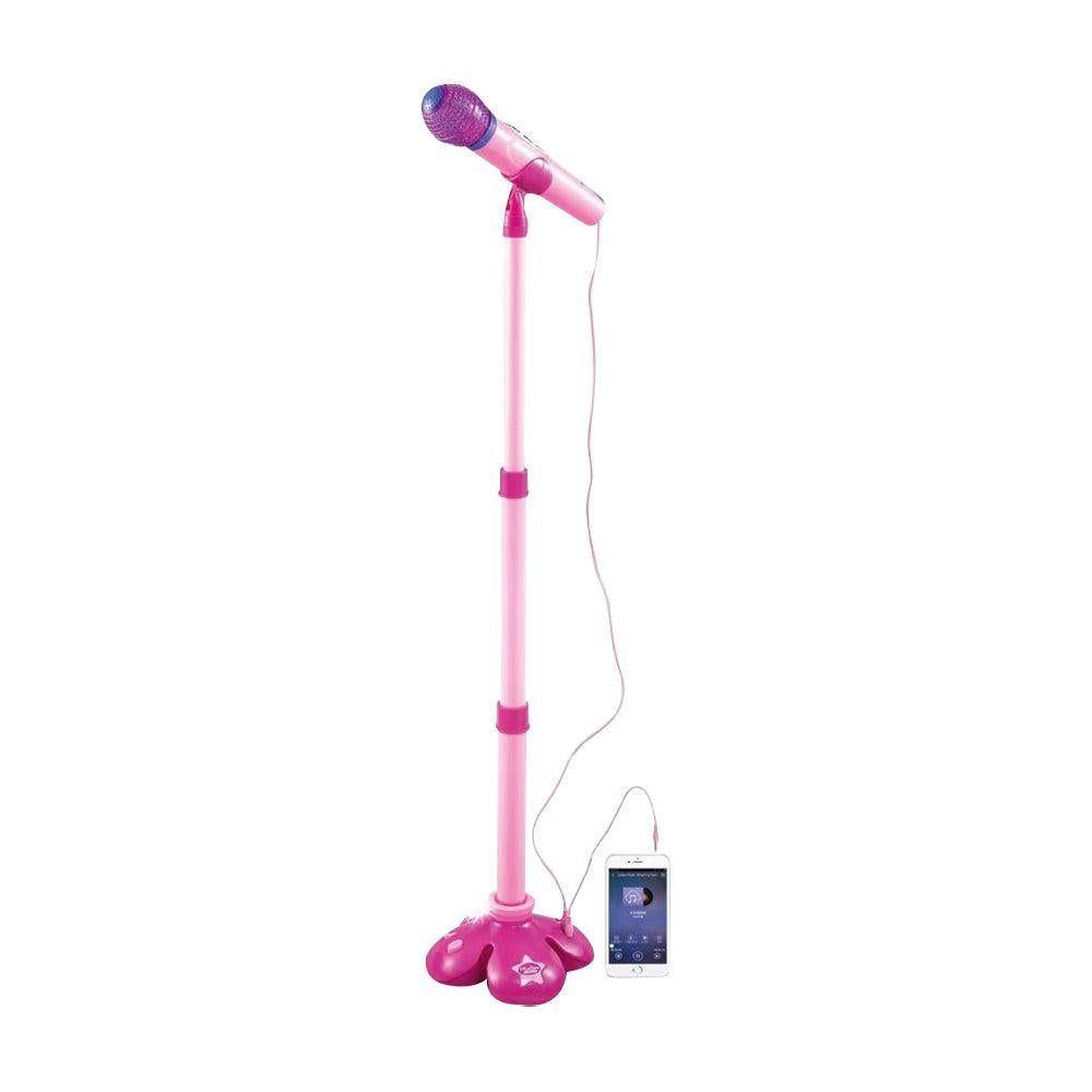 Karaoke Machine with 1 Mic Adjustable Stand Music Play Toy Pink