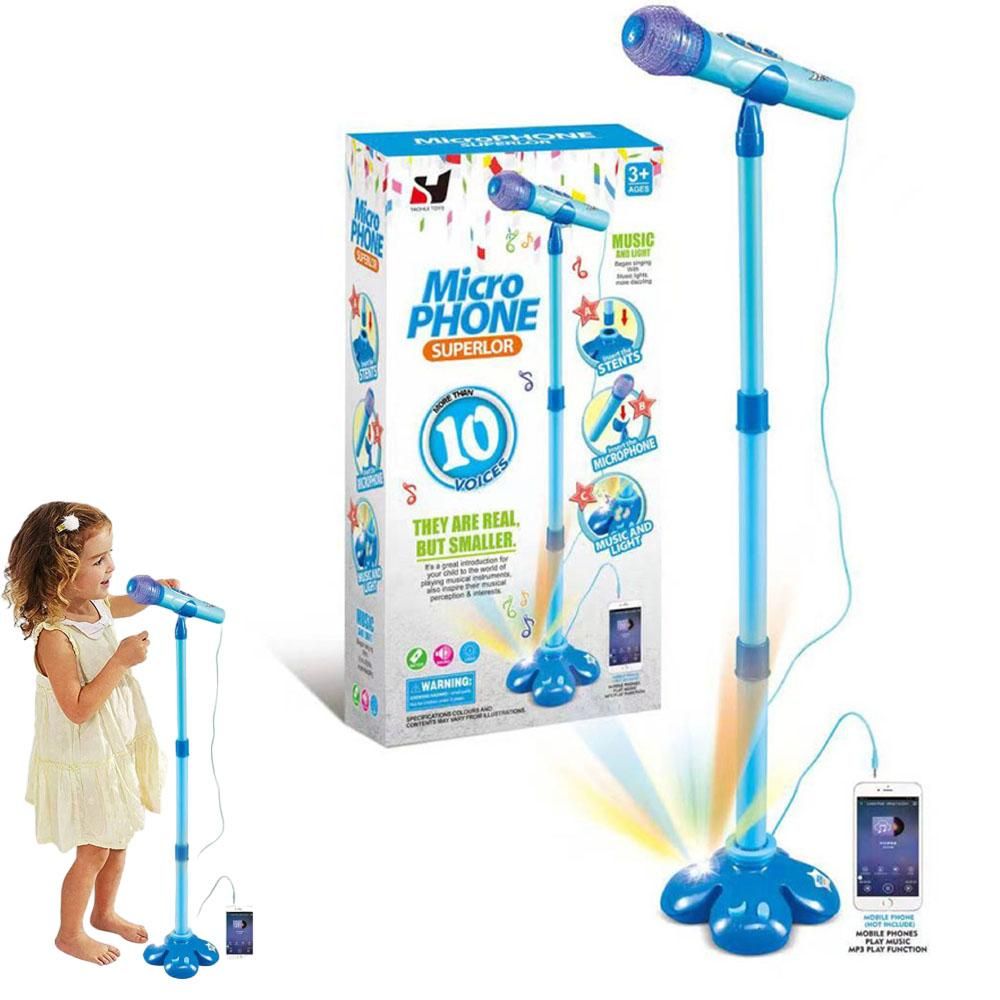 Karaoke Machine with 1 Mic Adjustable Stand Music Play Toy Pink