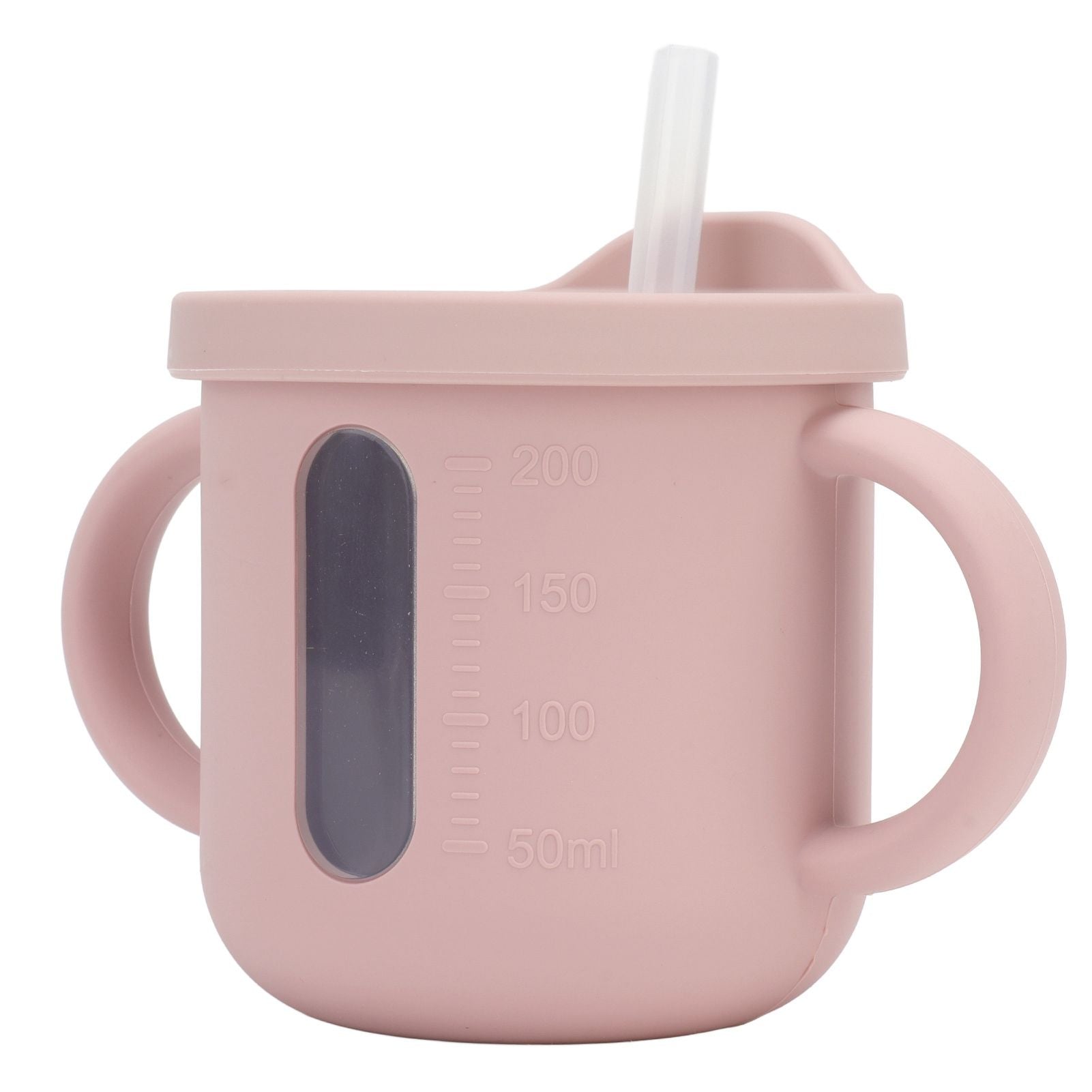 Silicone Sippy Cups Double Handles Lightweight Toddler Training Cup with Tight Leakproof Cover for Home Travelling Pink