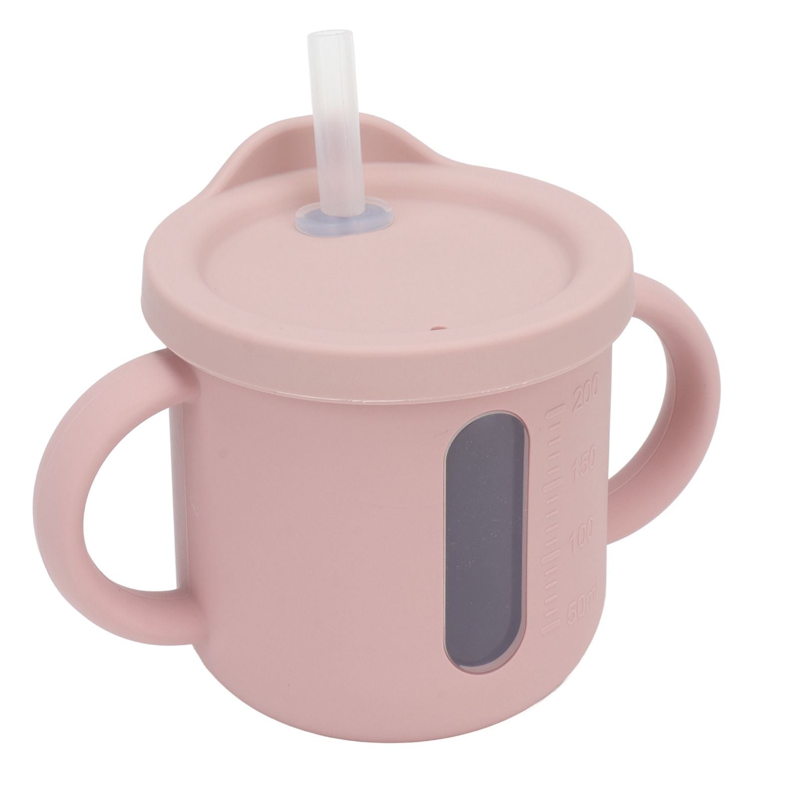 Silicone Sippy Cups Double Handles Lightweight Toddler Training Cup with Tight Leakproof Cover for Home Travelling Pink