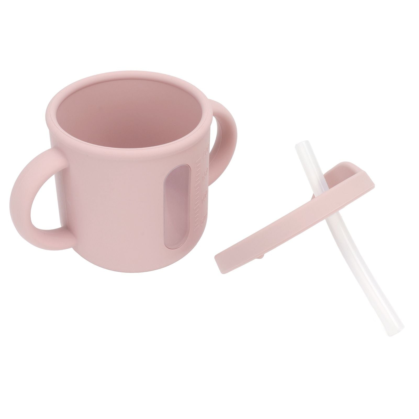 Silicone Sippy Cups Double Handles Lightweight Toddler Training Cup with Tight Leakproof Cover for Home Travelling Pink
