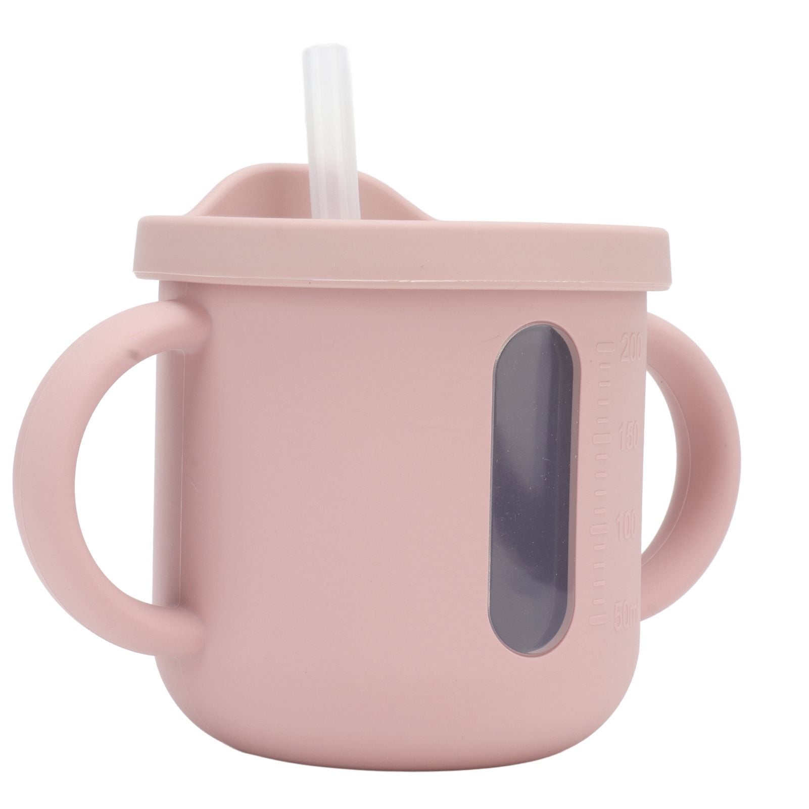 Silicone Sippy Cups Double Handles Lightweight Toddler Training Cup with Tight Leakproof Cover for Home Travelling Pink