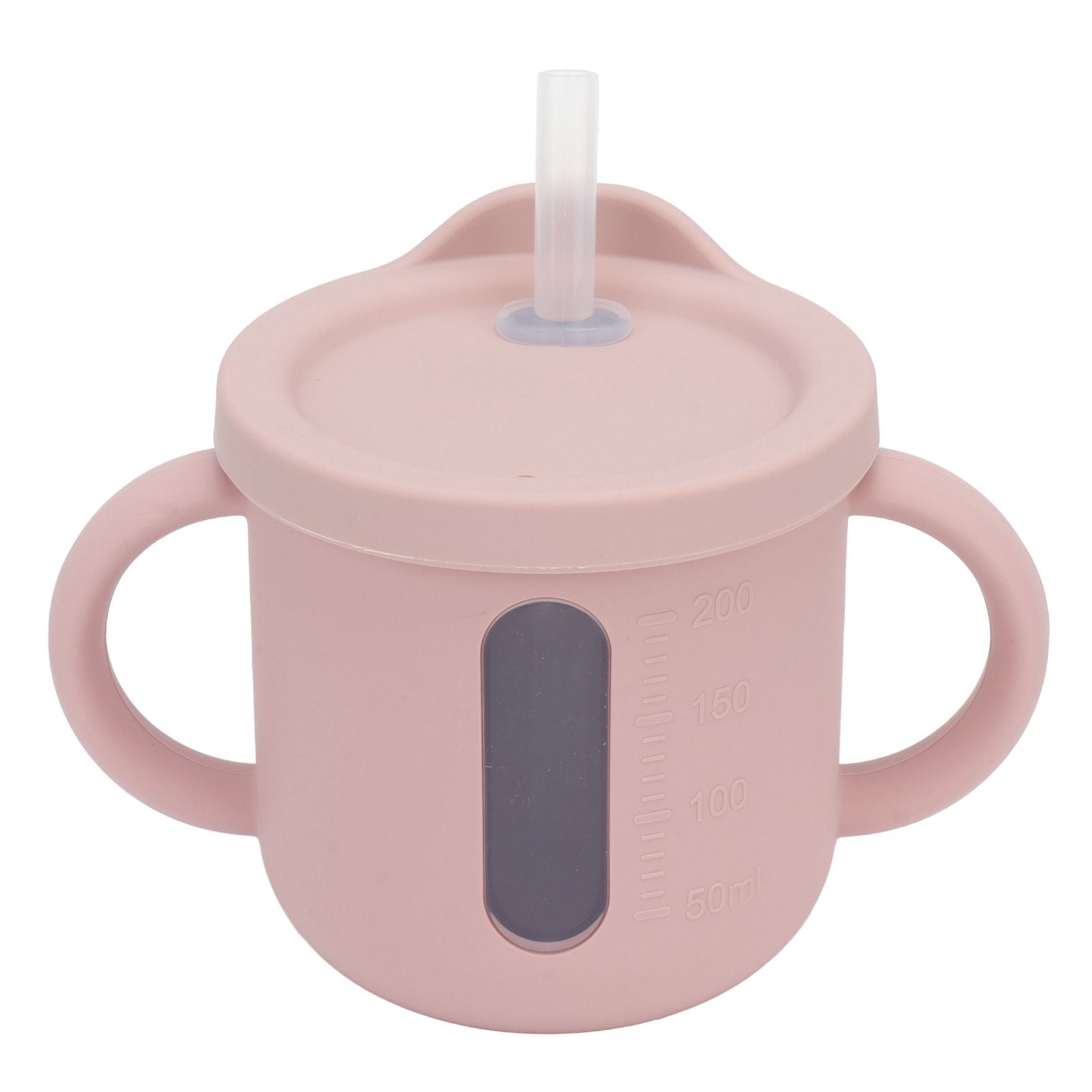 Silicone Sippy Cups Double Handles Lightweight Toddler Training Cup with Tight Leakproof Cover for Home Travelling Pink