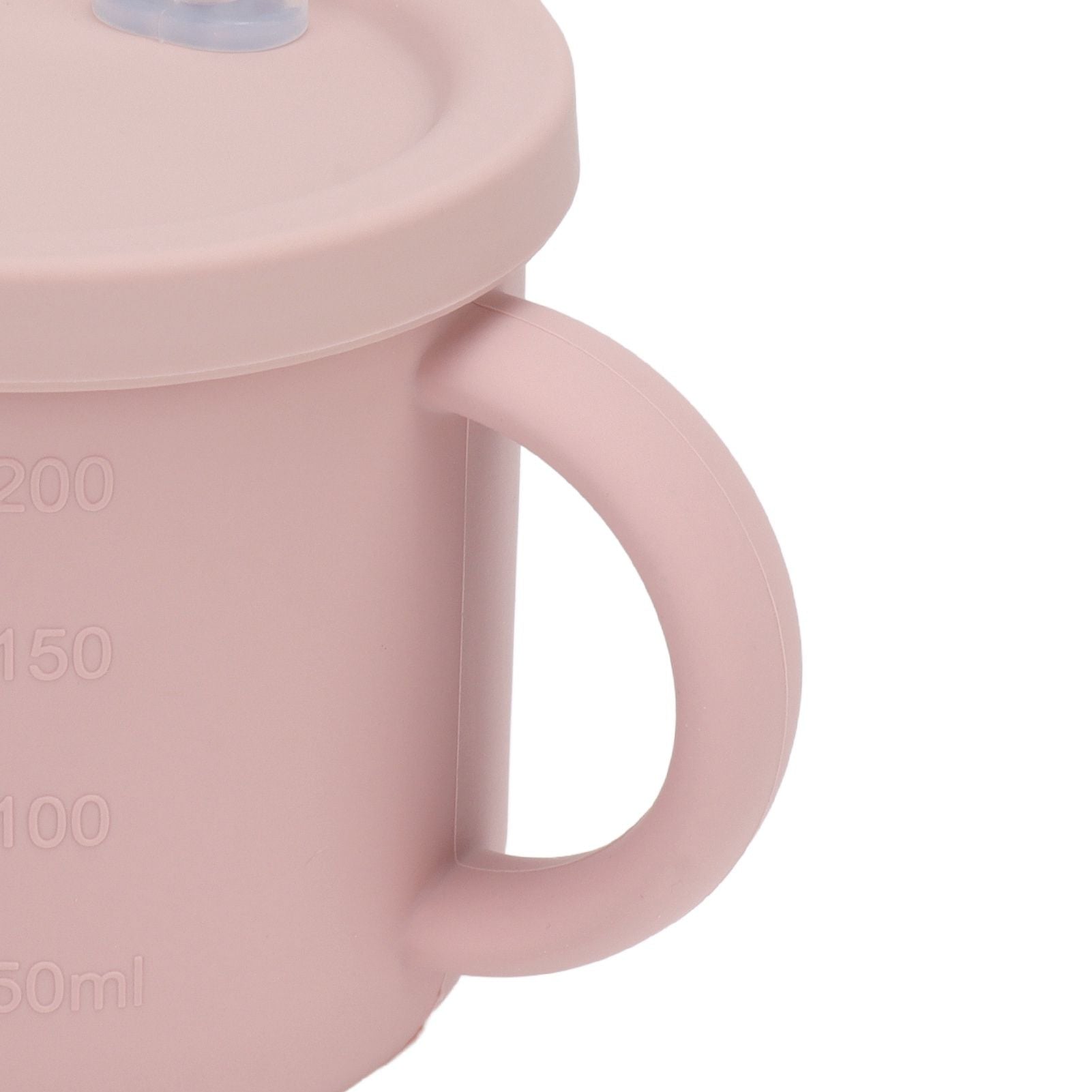 Silicone Sippy Cups Double Handles Lightweight Toddler Training Cup with Tight Leakproof Cover for Home Travelling Pink