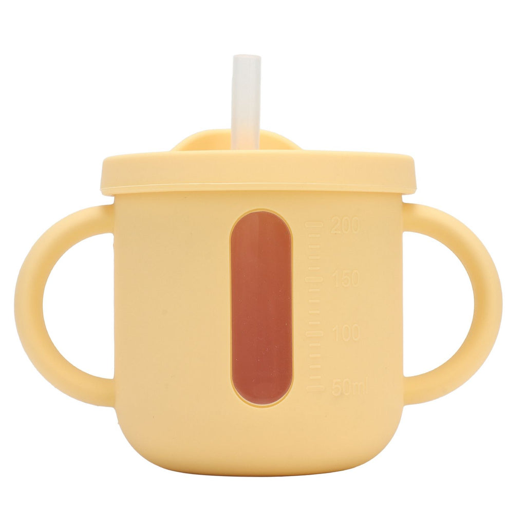 Silicone Sippy Cups Double Handles Lightweight Toddler Training Cup with Tight Leakproof Cover for Home Travelling Yellow